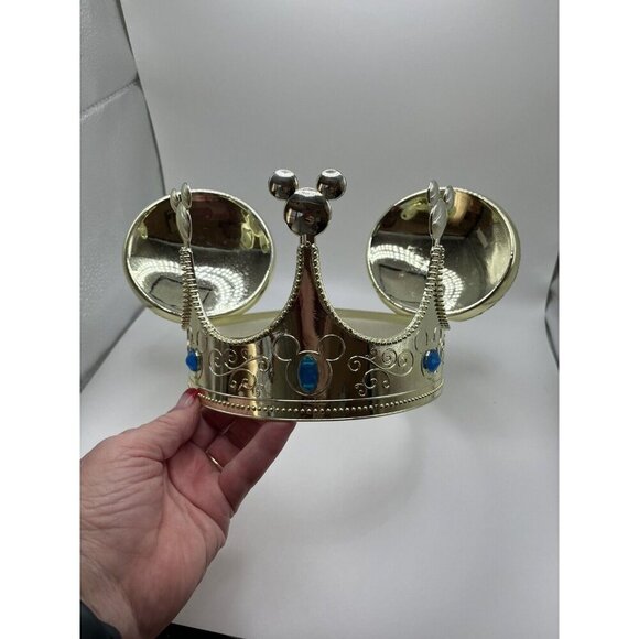 Disney On Ice Parks Jeweled Crown Mickey Mouse Ears Plastic Gold Metallic - Picture 2 of 9